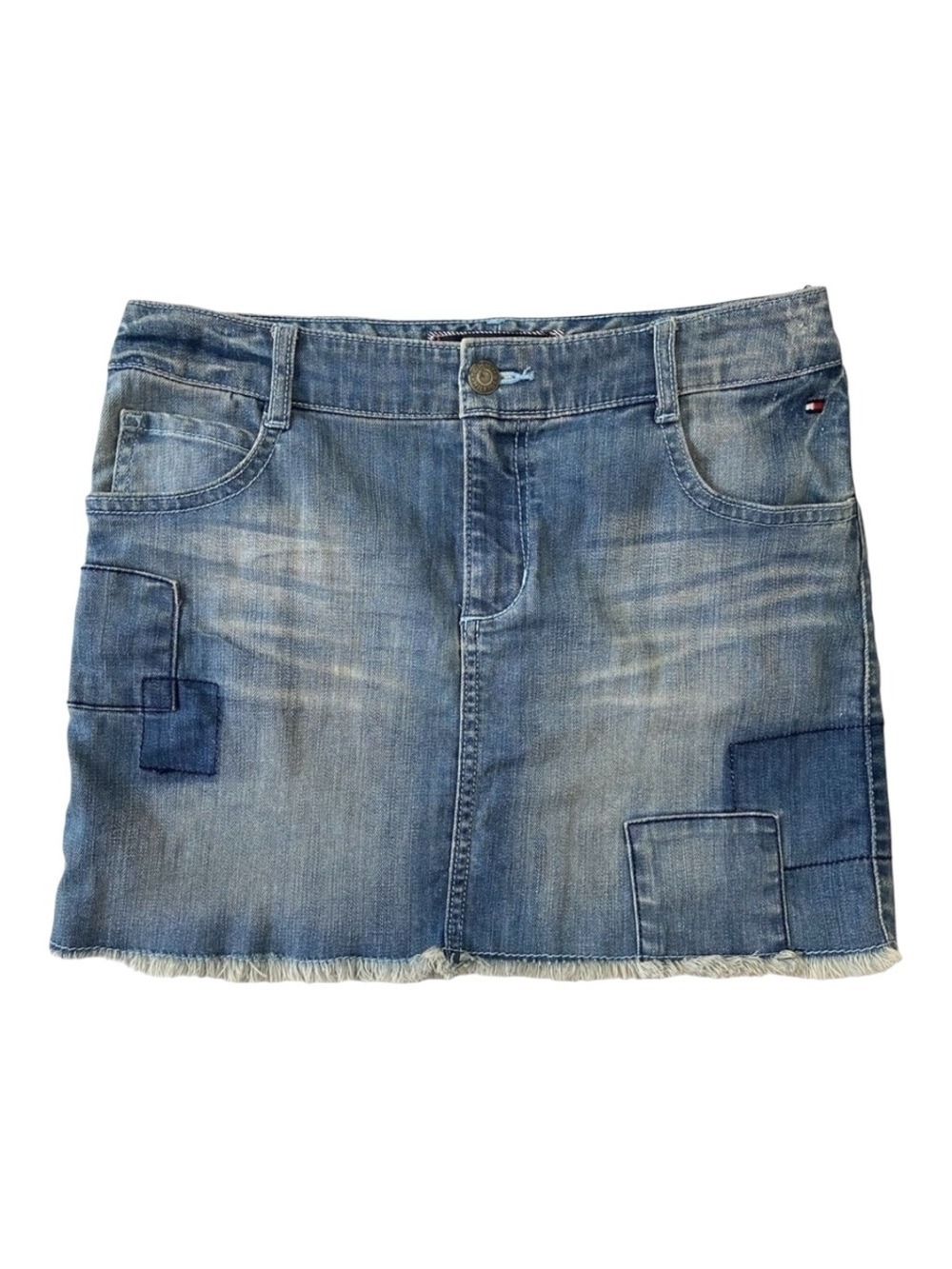 Tommy Hilfiger denim mini skirt light-wash blue patchwork youth 14/X-Small ladie